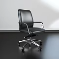 Black Leather Office Chair With Metal Armrests And Five Star Caster Base