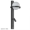 Modern Black Metal Wall Lamp With Spherical White Shade And Adjustable Arm