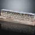 Detailed Stone Wall Model With Brick Construction And Textured Surface On Wooden Base