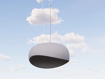 Modern Dome Shaped Pendant Light Hanging Against Blue Sky With White Clouds 3d model