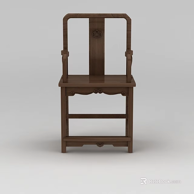Traditional Chinese Wooden Chair With Carved Details And Classic Design Structure 3d model 