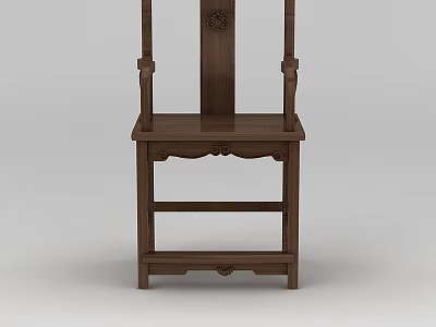 Traditional Chinese Wooden Chair With Carved Details And Classic Design Structure 3d model
