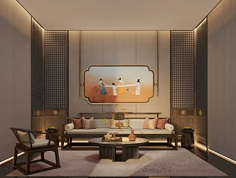 New Chinese Living Room 3d model