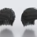 Black Wig Decorative Ornament Set Two Piece Stylish Hair Display Figurines