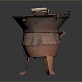 Rustic Iron Brazier With Handles Grate And Four Legs Design 3d model