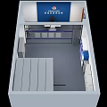Interior Layout With Blue Wall Lockers Electronic Screen And Gray Floor 3d model