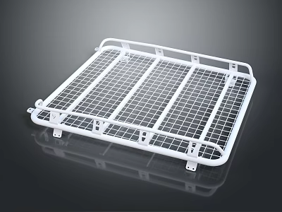 White Metal Mesh Roof Rack Carrier for Vehicle Cargo Storage and Transport 3d model