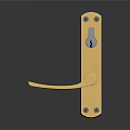 Golden Metal Door Handle with Modern Lock Design and Sleek Shiny Finish