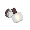 Elegant Modern Wall Lamp Featuring Brown Metal Base Transparent Glass Shade And Illuminated Bulb