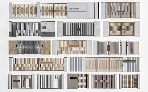 courtyard wall, courtyard door, courtyard wall, community wall 3d model
