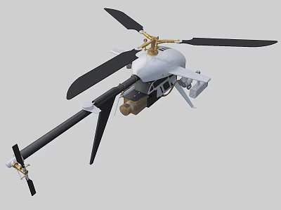 Advanced Helicopter Design With Black Rotors Golden Components And Mounted Gear 3d model