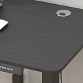 Black Adjustable Height Desk With Electronic Clock Cup And Mouse Pad 3d model