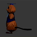 Cartoon Squirrel Character With Orange Fur Blue Graduation Cap Bow Tie And Vest