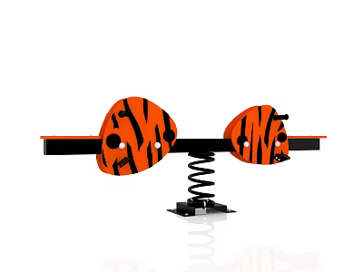 Fun Tiger Head Seesaw Playground Equipment with Spring Base for Kids 3d model