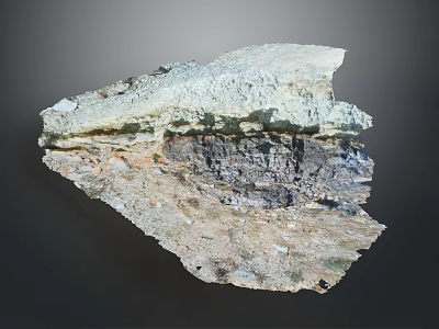 Natural Rock with Layered Structure White Light Brown Dark Gray Natural Texture and Fracture Marks 3d model
