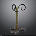 Ornate Metal Stand With Curved Top And Colorful Vertical Bar Three Stone Bases