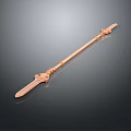 Ornate Copper Long Handle Spear With Decorative Carvings And Metallic Shine