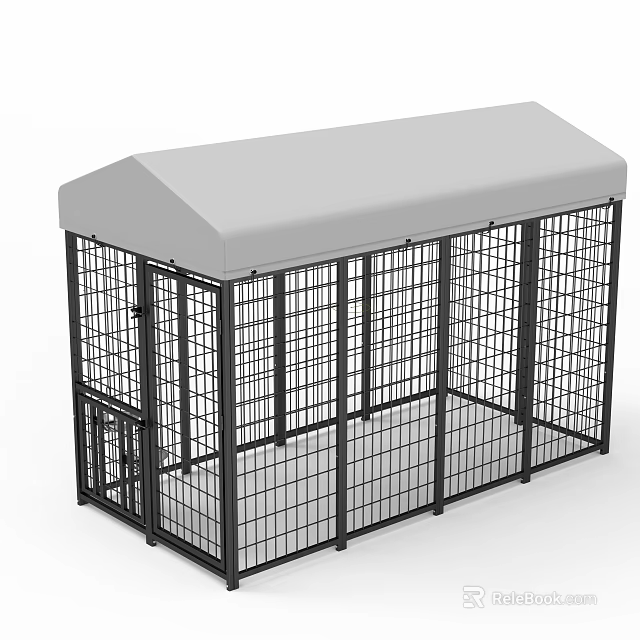 Decorative Ornament Combination Set With Black Metal Frame Gray Roof And Mesh Design 3d model 