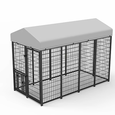 Decorative Ornament Combination Set With Black Metal Frame Gray Roof And Mesh Design 3d model