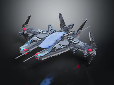 Electric Toy Fighter Jet Model With Building Blocks Detailed Design And Light Effects 3d model