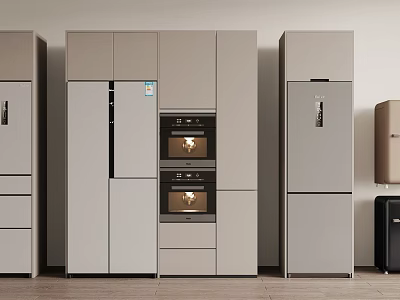 Modern Refrigerators and Freezers with Sleek Gray Design for Contemporary Kitchen Interiors 3d model