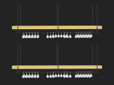 Two Tier Hanging Racks With Multiple White Cups For Home Storage 3d model