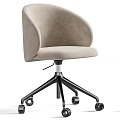 Contemporary Table and Chair Set Featuring Beige Curved Backrest Chair with Black Caster Base