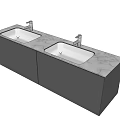 Sleek Modern Bar Counter With Marble Top Double Sinks And Cabinet Design