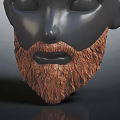 Realistic Black Head Model With Facial Organs And Brown Beard Hair