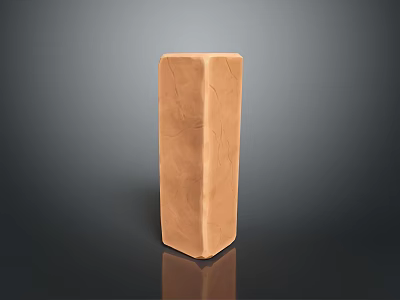 Brown Rectangular Textured Object Placed On Smooth Dark Surface With Reflection 3d model