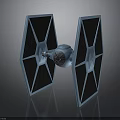 TIE Fighter Spacecraft Model With Black And Blue Wing Design For Space Aviation