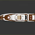 Luxury White Yacht with Spacious Deck Upper Structure and Red Accents 3d model