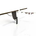 Outdoor Clothes Drying Setup With Wooden Pole Rope And Hanging Laundry Items