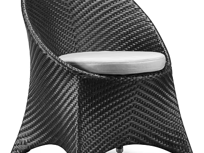 Black Woven Outdoor Chair with White Cushion Durable Comfortable for Garden Patio Use 3d model