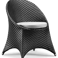 Black Woven Outdoor Chair with White Cushion Durable Comfortable for Garden Patio Use