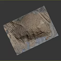Natural Square Panel With Earthy Brown Texture And Blue Accent Areas On Dark Surface 3d model