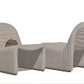Modern Beige Single Sofa With Stitched Details And Brown Throw Pillow In Home Interior