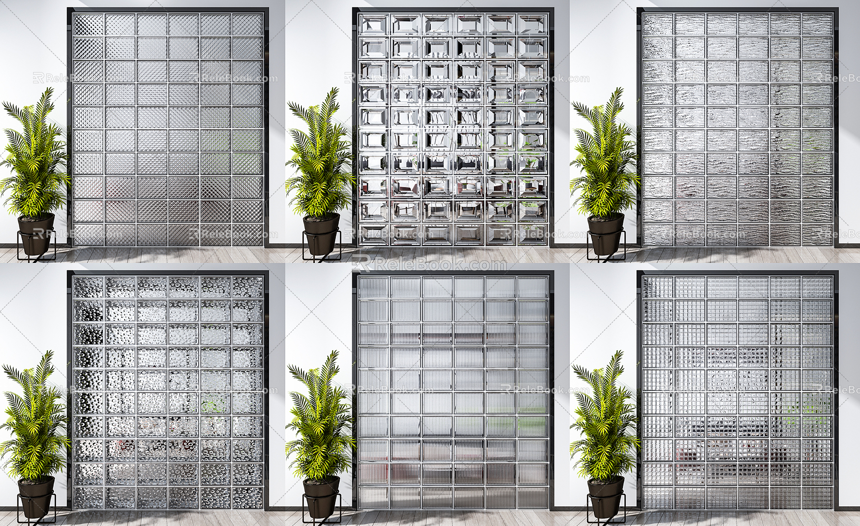 Modern glass brick glass brick partition screen combination 3d model