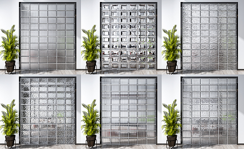 Modern glass brick glass brick partition screen combination 3d model