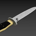 Military Tactical Knife Featuring Black Handle Golden Accents And Sharp Silver Blade