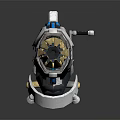 Futuristic Mechanical Weapon Featuring Blue White Gold Accents And VERKA 03 Design