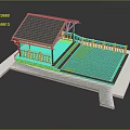 Outdoor Wooden Pavilion Structure With Roof Railing Platform And Base Design