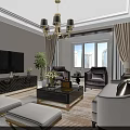 Elegant Large White Multi Seater Sofa In Bright Neoclassical Living Room Interior Decoration