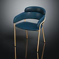 Elegant Modern Blue Dining Chair With Upholstered Seat And Metal Legs Design