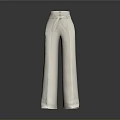 Beige Wide Leg Pants With Belt Minimalist Stylish Flowy Design For Daily Wear