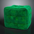 Modern Green Square Quilted Pouf Furniture With Soft Cushioned Surface