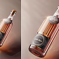 Elegant Dark Rum Beverage With Shiny Glass Bottle And Wooden Cork Stopper