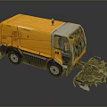 Computer Generated 3D Model of Yellow Sweeper Truck with Cleaning Gear 3d model