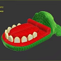 Crocodile Toy Figure with Green Body Red Mouth and White Sharp Teeth in Playful Design