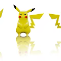 Art Installation Featuring Yellow Pikachu Shaped Figures With Lightning Tails And Multiple Angles Reflection